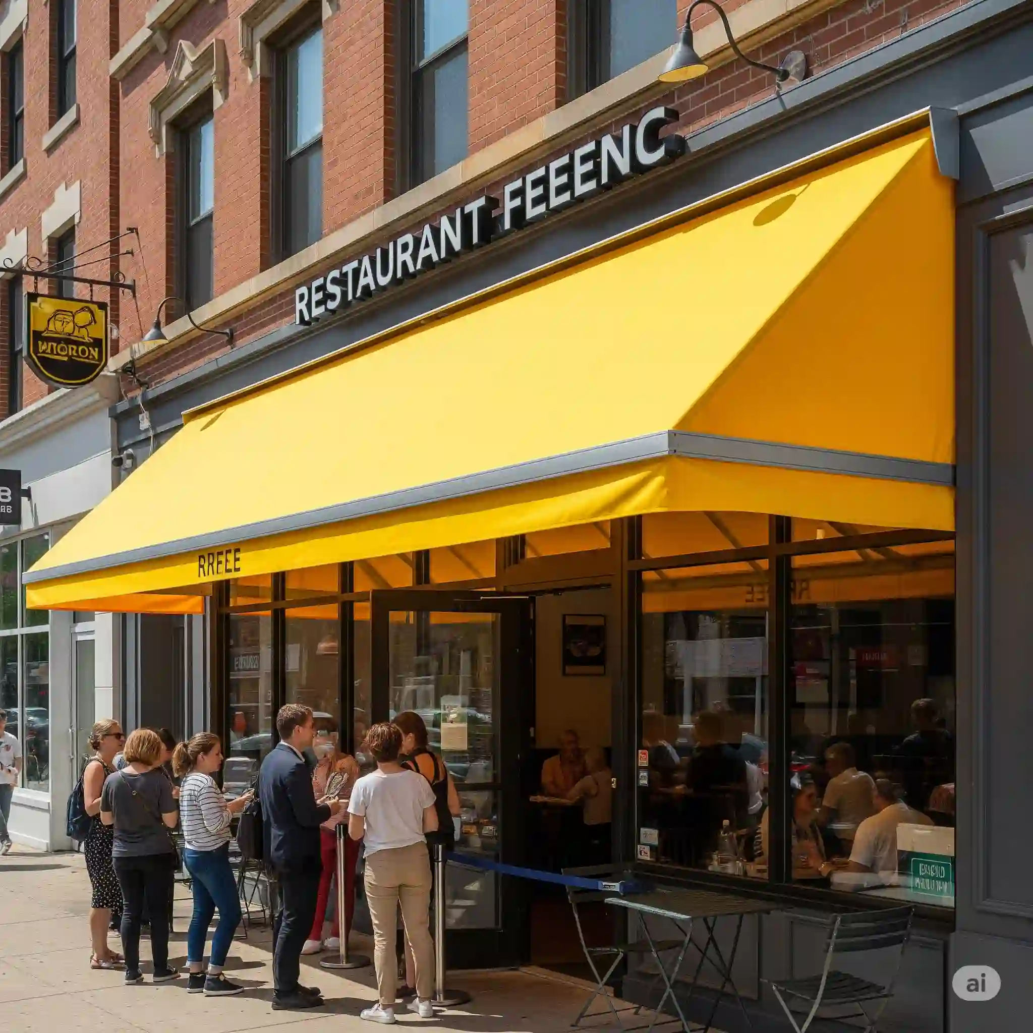 Professional awning repair service in London for commercial properties including shops and restaurants